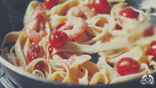 Creamy Garlic Shrimps Tagliatelle